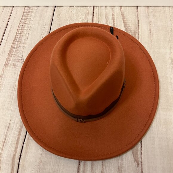 Altar\'d State Double Band Wide Brim Hat in Rust NWT